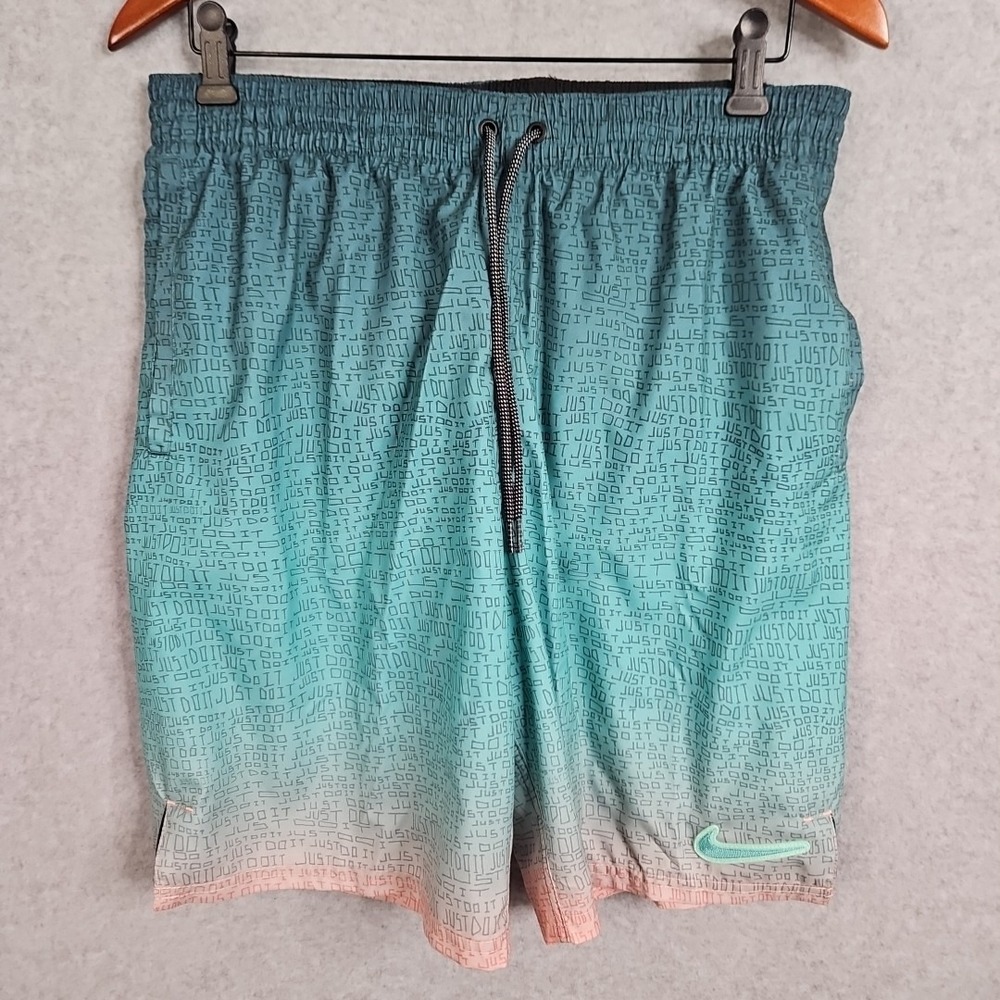 Nike Swim Just Do It Fade 9" Volley Shorts Bleached Coral Men's Size Med New - Picture 2 of 7